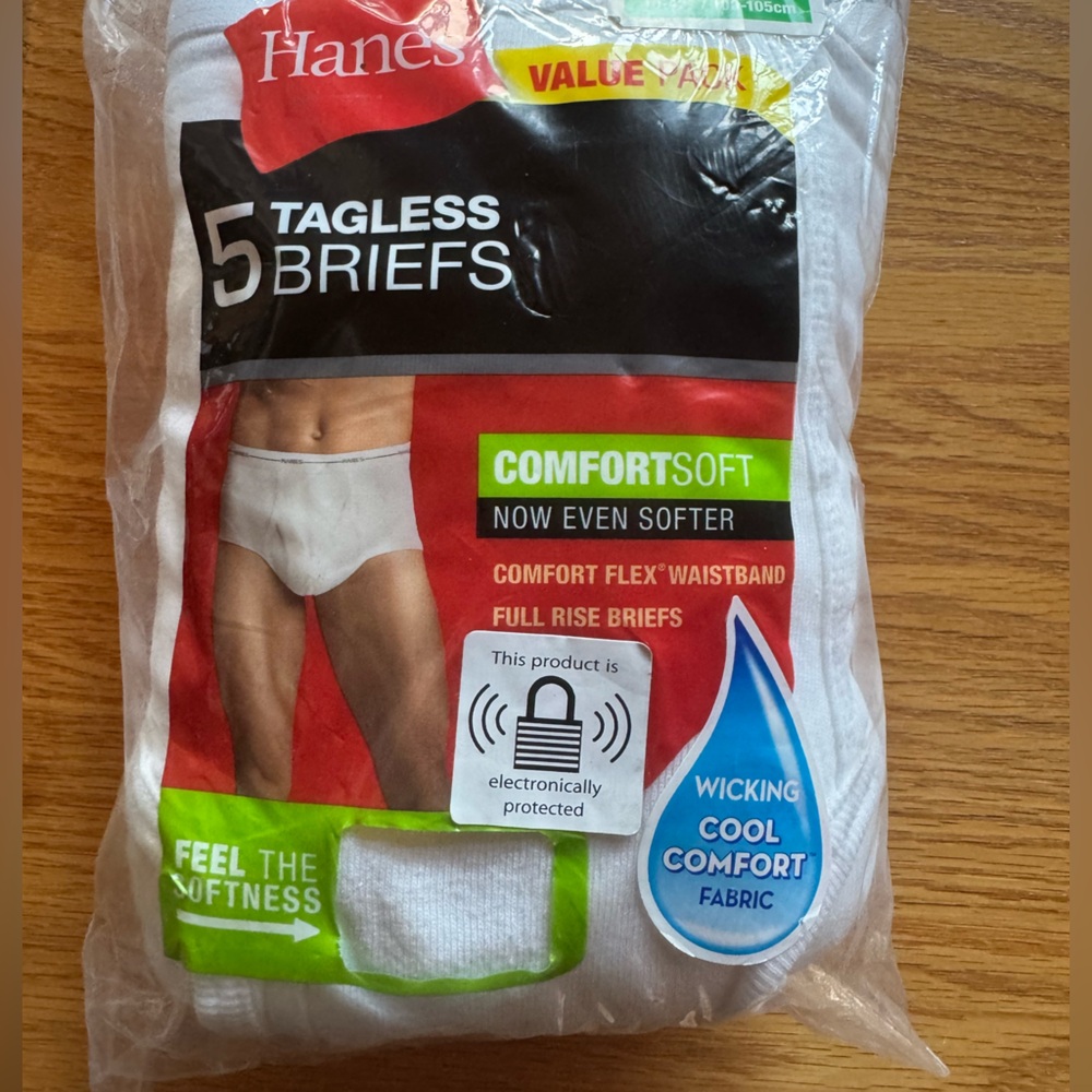 New 5 Pack of Hanes Mens Tagless Briefs Cool Comfort Underwear Size XL  XG 40-42